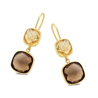 San Marino Earrings Due smokey quartz and citrine