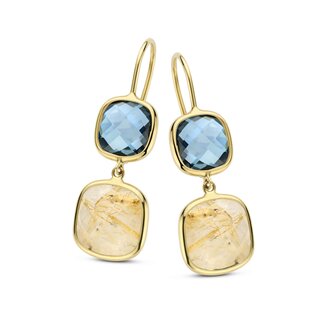 San Marino Earrings Due rutilized quartz and london blue topaz