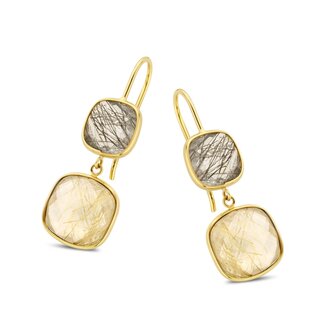 San Marino Earrings Due rutilized quartz and black rutilized quartz