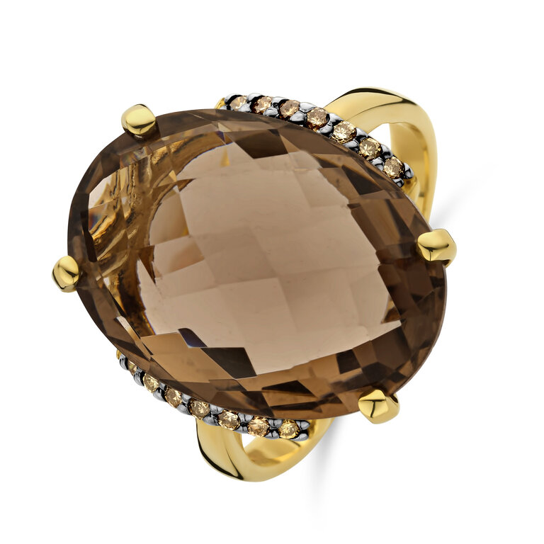 Sienna Ring Grande Bellisimo smoky quartz and daimonds