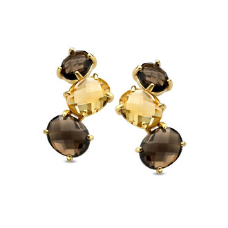 Sienna Earstuds Tre  citrine and smoky quartz