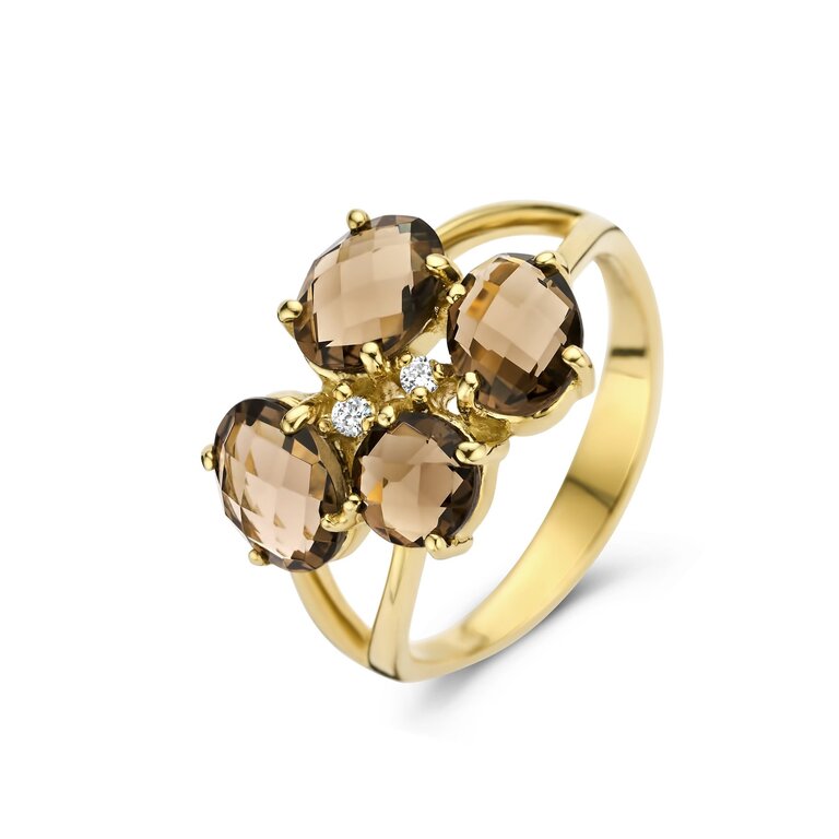Sienna Ring del Campo smoky quartz and daimonds
