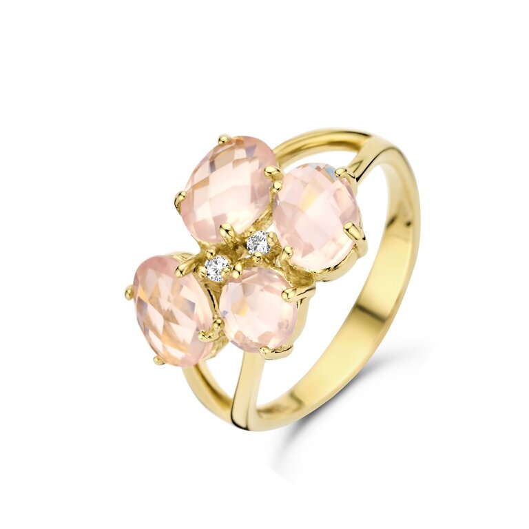Sienna Ring del Campo rose quartz and daimonds