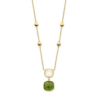 San Marino Piazza  Necklace Due mother of pearl and green jade