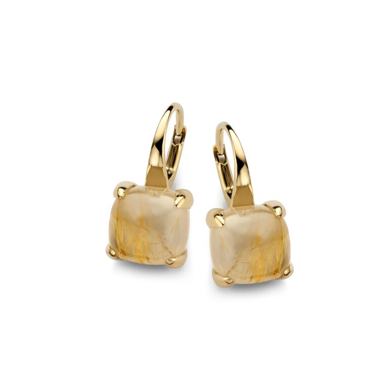 Lucca Earringss doublet mother of pearl and rutilized quartz