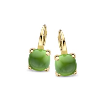 Lucca Earrings doublet green jade and gold quartz