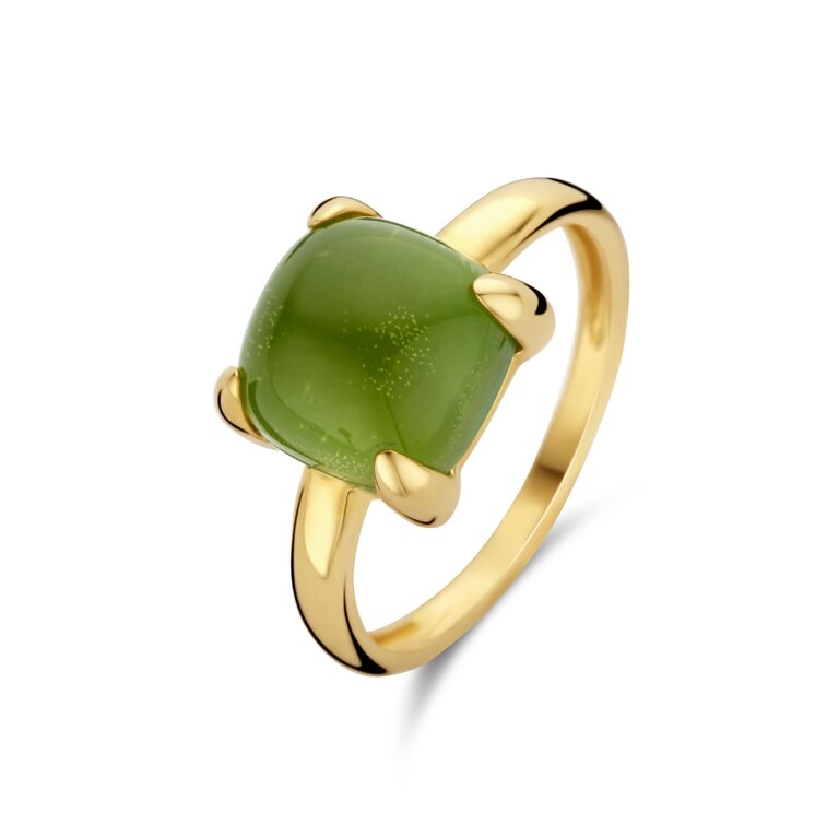 Lucca Ring doublet green jade and gold quartz