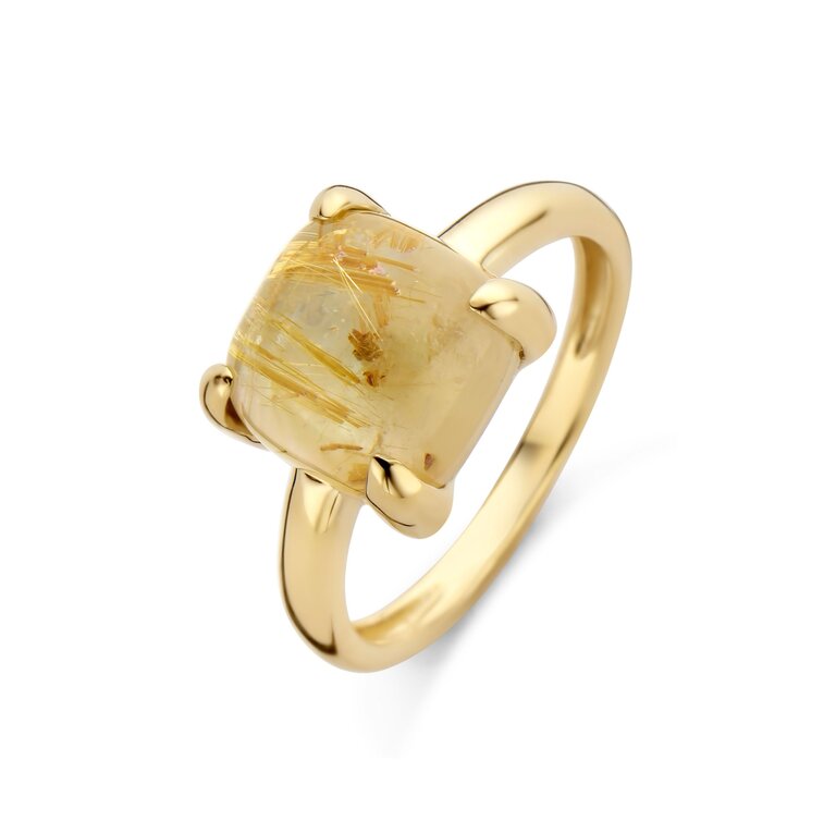 Lucca Ring doublet white mother of pearl and rutilized quartz
