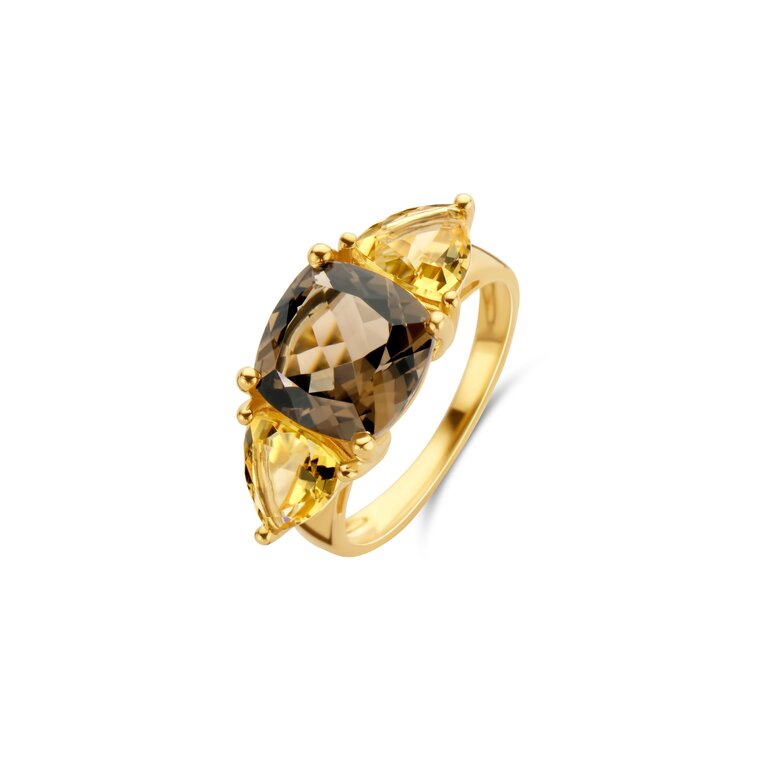 Nice Ring smoky quartz and citrine