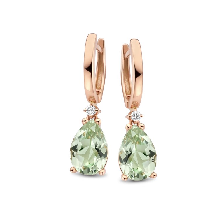 Sydney Earrings green amethist and daimond