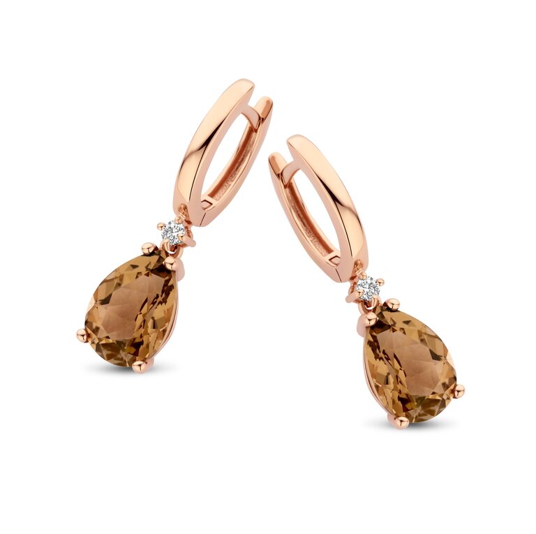 Sydney Earrings smoky quartz and diamond