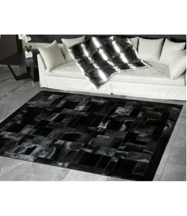 Cowhide Rug Testa Di Moro Cavallino Puzzle Aurora Interior