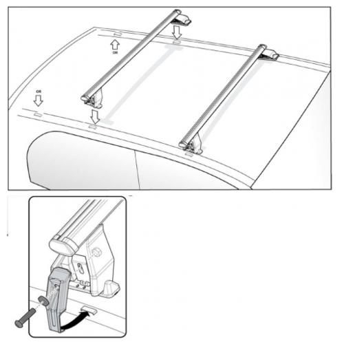 Thule SquareBar Thule dakdragers Peugeot Partner bouwjaar 1997 t/m 2008 met montagepunten