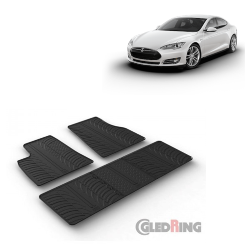 Rubberen automatten 3 delige set rubberen automatten Tesla Model S bouwjaar 2013 t/m 2016