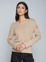 Pull sterren beige/oranje