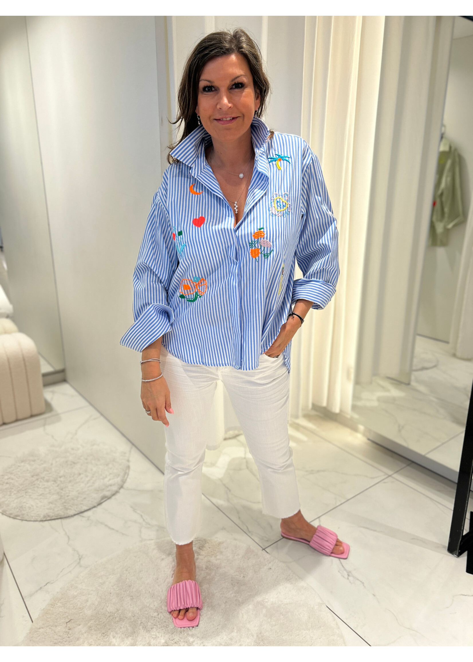 Veste Blouse Flower Fluo Blue