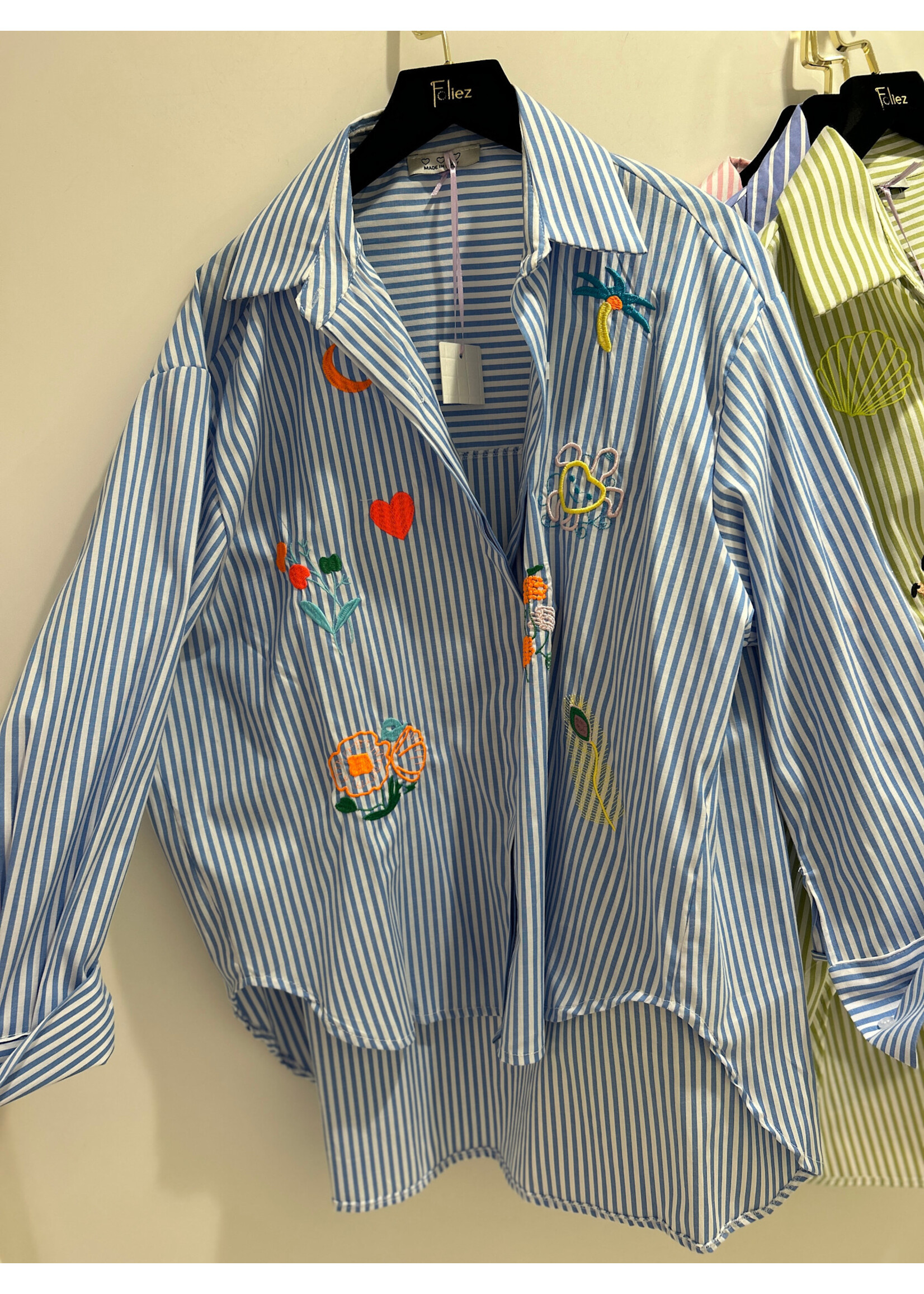 Veste Blouse Flower Fluo Blue