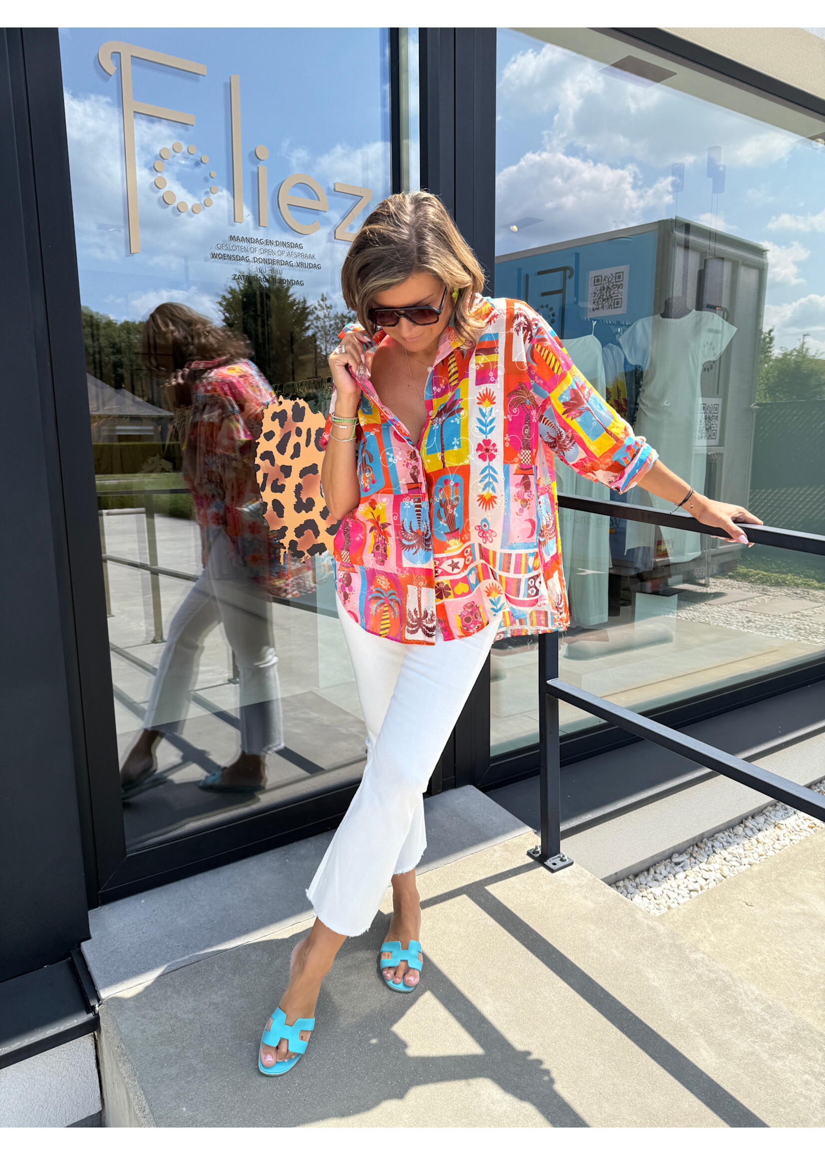 Blouse holiday broderie orange