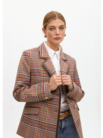 LF2502016 Americana cuadros ribete contraaste MARRON-AZUL