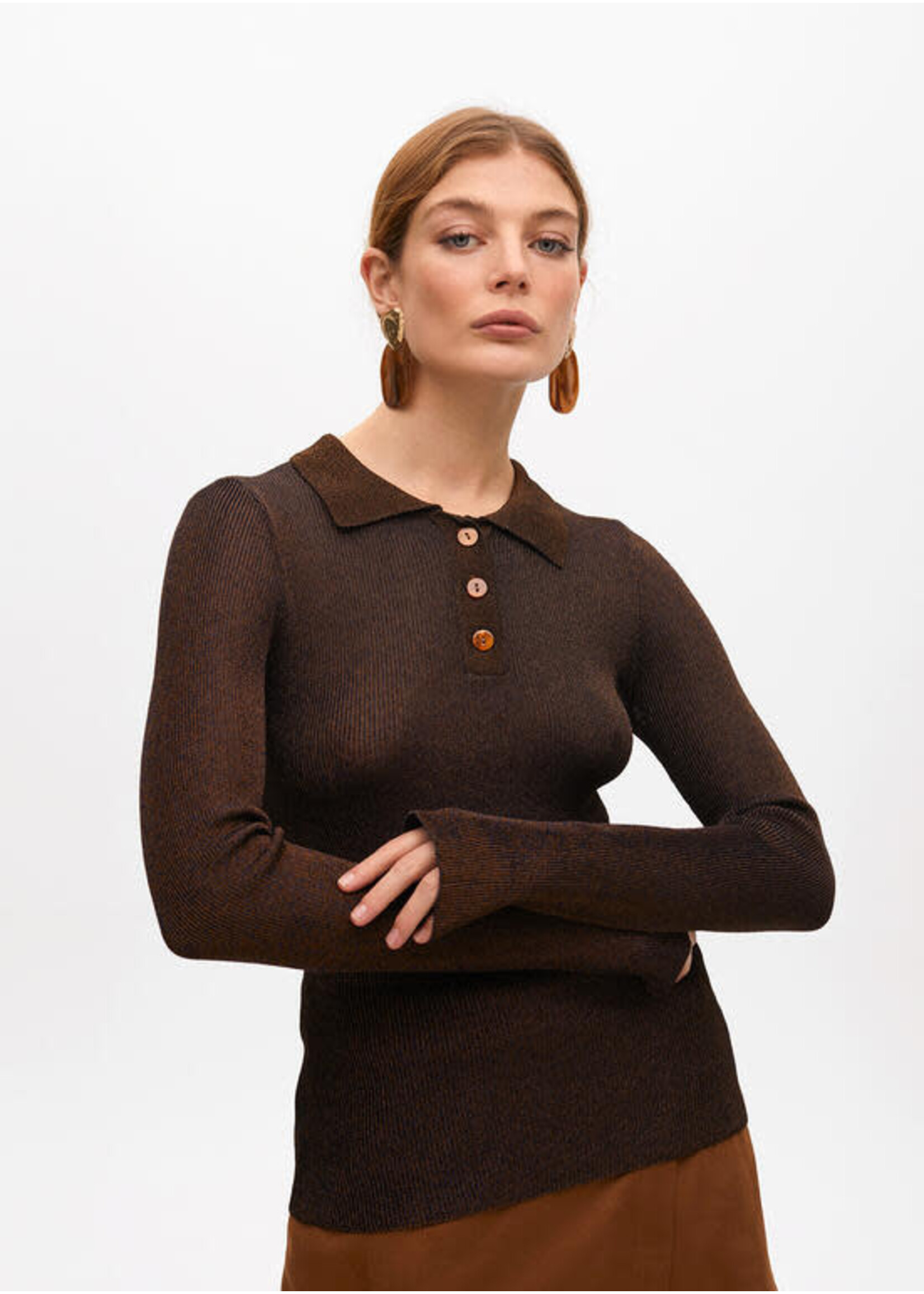 LF2511014 Jersey tipo polo MARRON