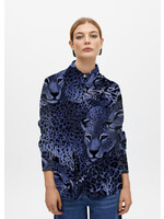 LF2515020 Camisa estampada en satén recta AZUL-AZUL