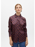 LF2515020 Camisa estampada en satén recta AZUL-MARRON
