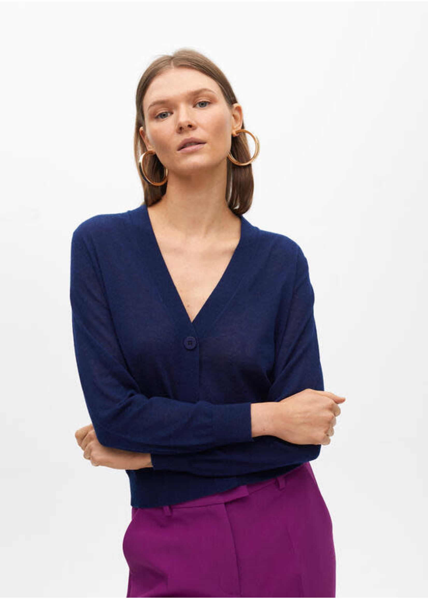 MF2511016 Cardigan dos piezas con joya lazo AZUL-ROSA