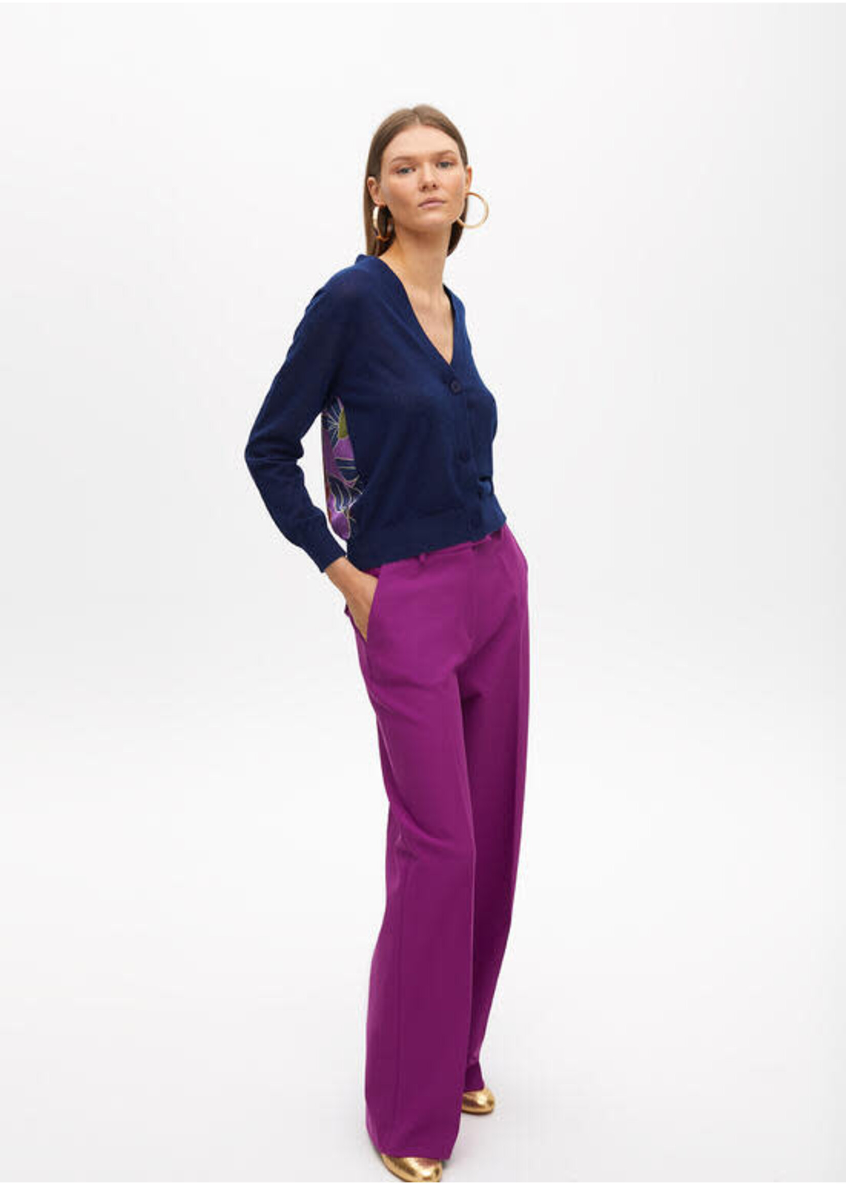 MF2511016 Cardigan dos piezas con joya lazo AZUL-ROSA