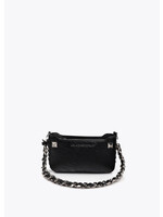 LF2504065 Bolsito efecto piel arrugada detalles metálicos y tachas XL NEGRO