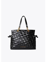 LF2504073 Shopper acolchado a cuadritos con asa combinadas de cadena y efecto
