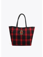 LF2504080 Bolso shopper cuadros con parche escudo ROJO-NEGRO