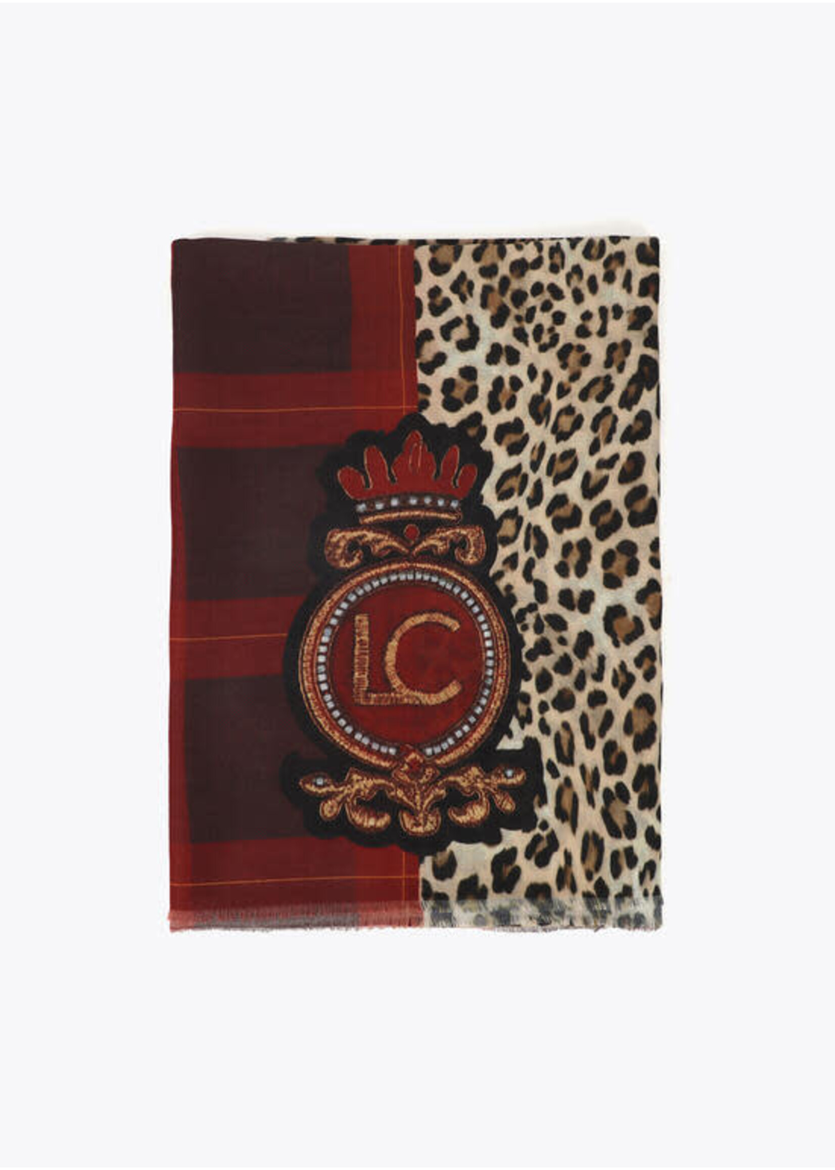 LF2507016 lar combinado animal print y tartan ROJO-MARRON