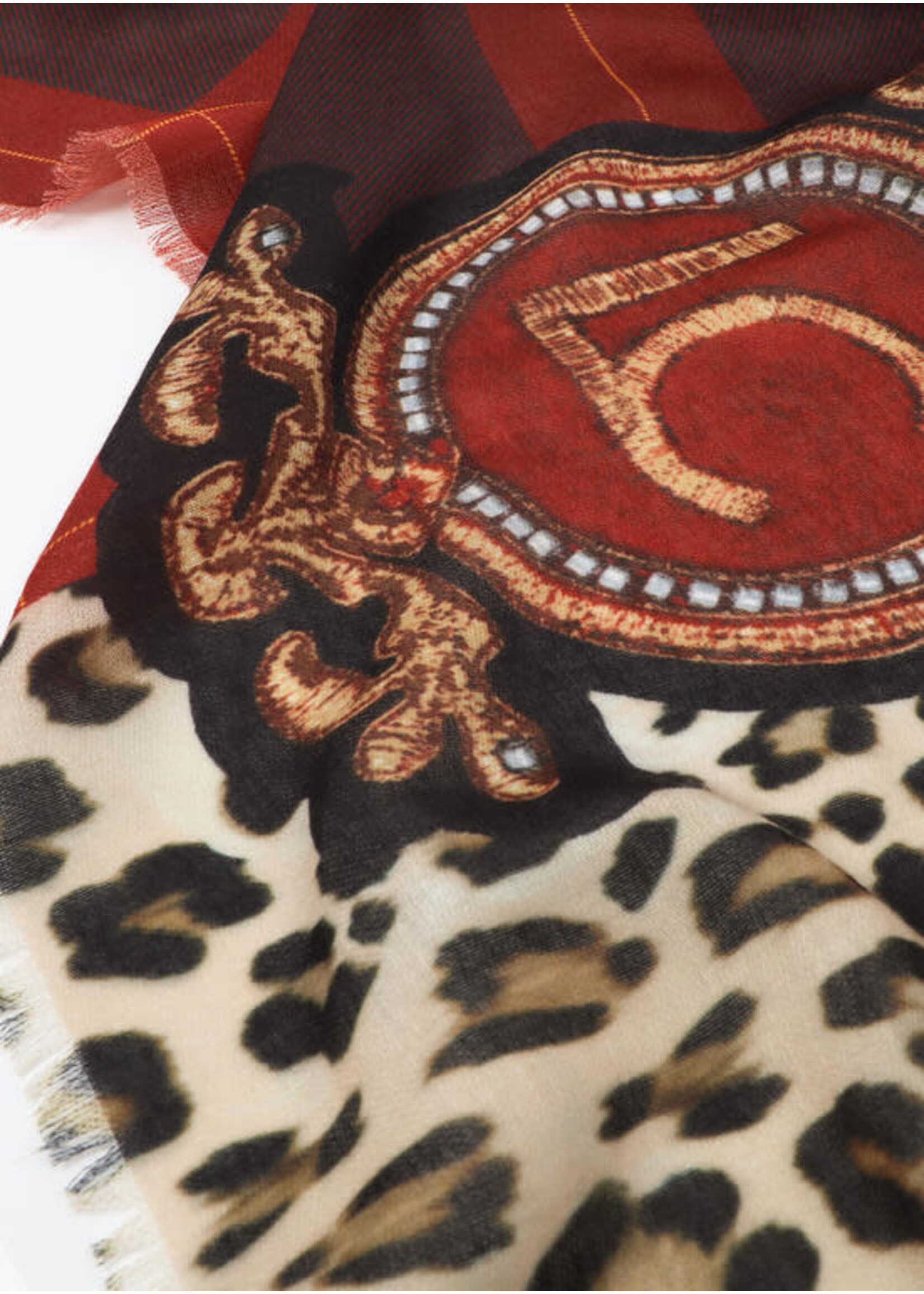 LF2507016 lar combinado animal print y tartan ROJO-MARRON