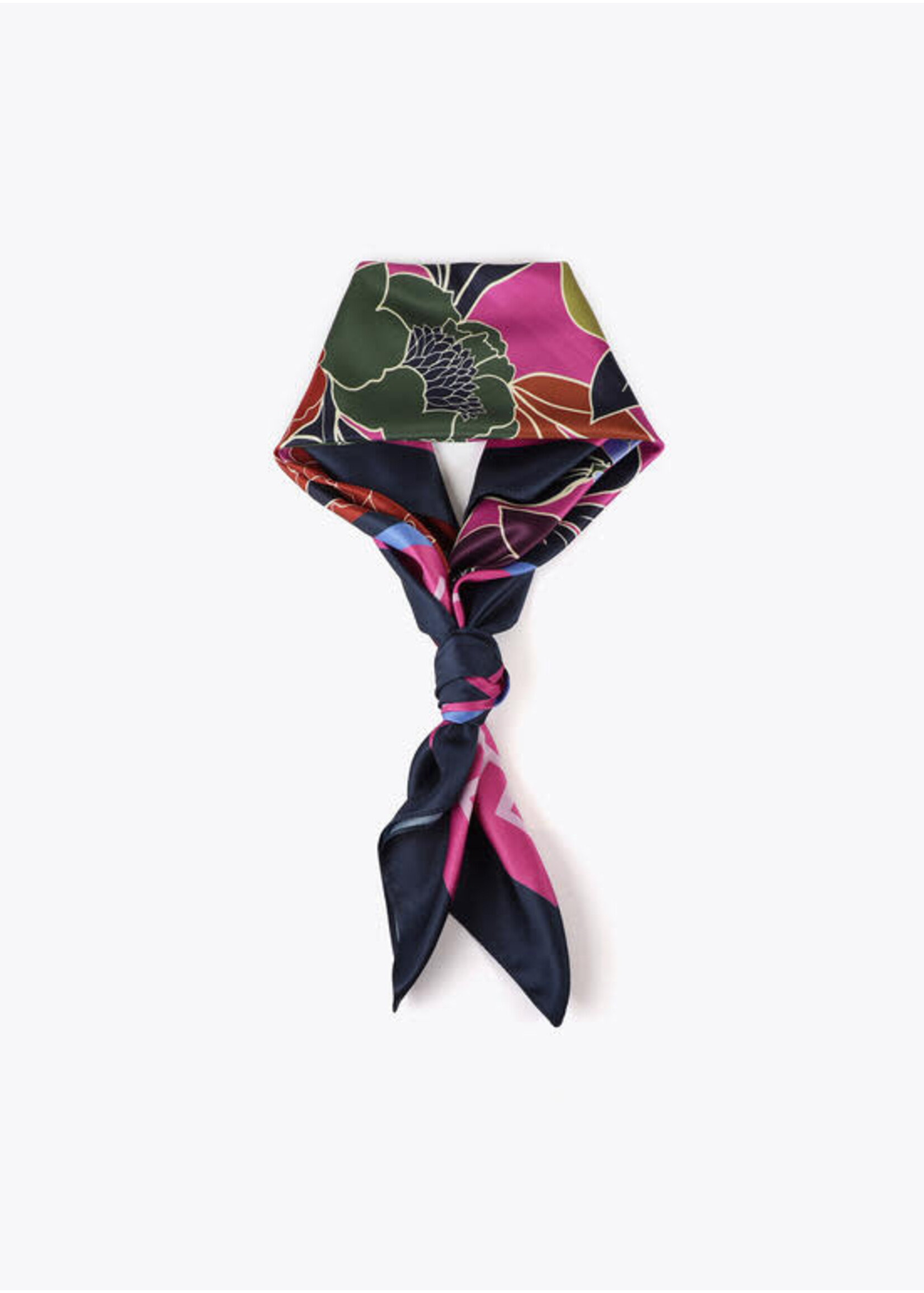 MF2507001 Pañuelo estampado flores ROSA-AZUL