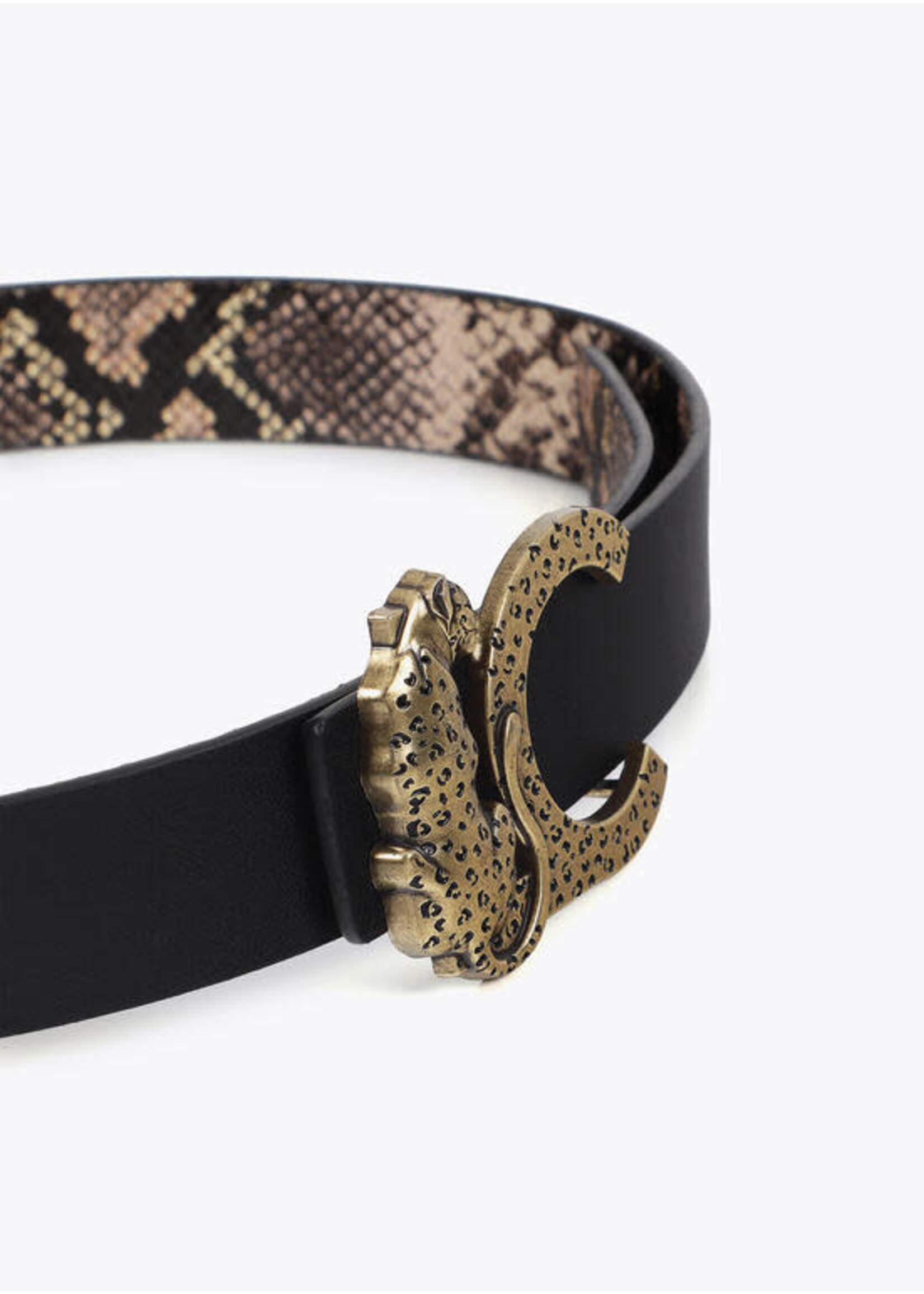 LF2506001 Cinturon reversible hebilla LC leopardo CRUDO-GRIS