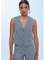 GESTREEPT TWILL VEST