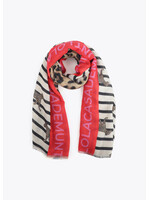 Sjaal met strepen en luipaardprint