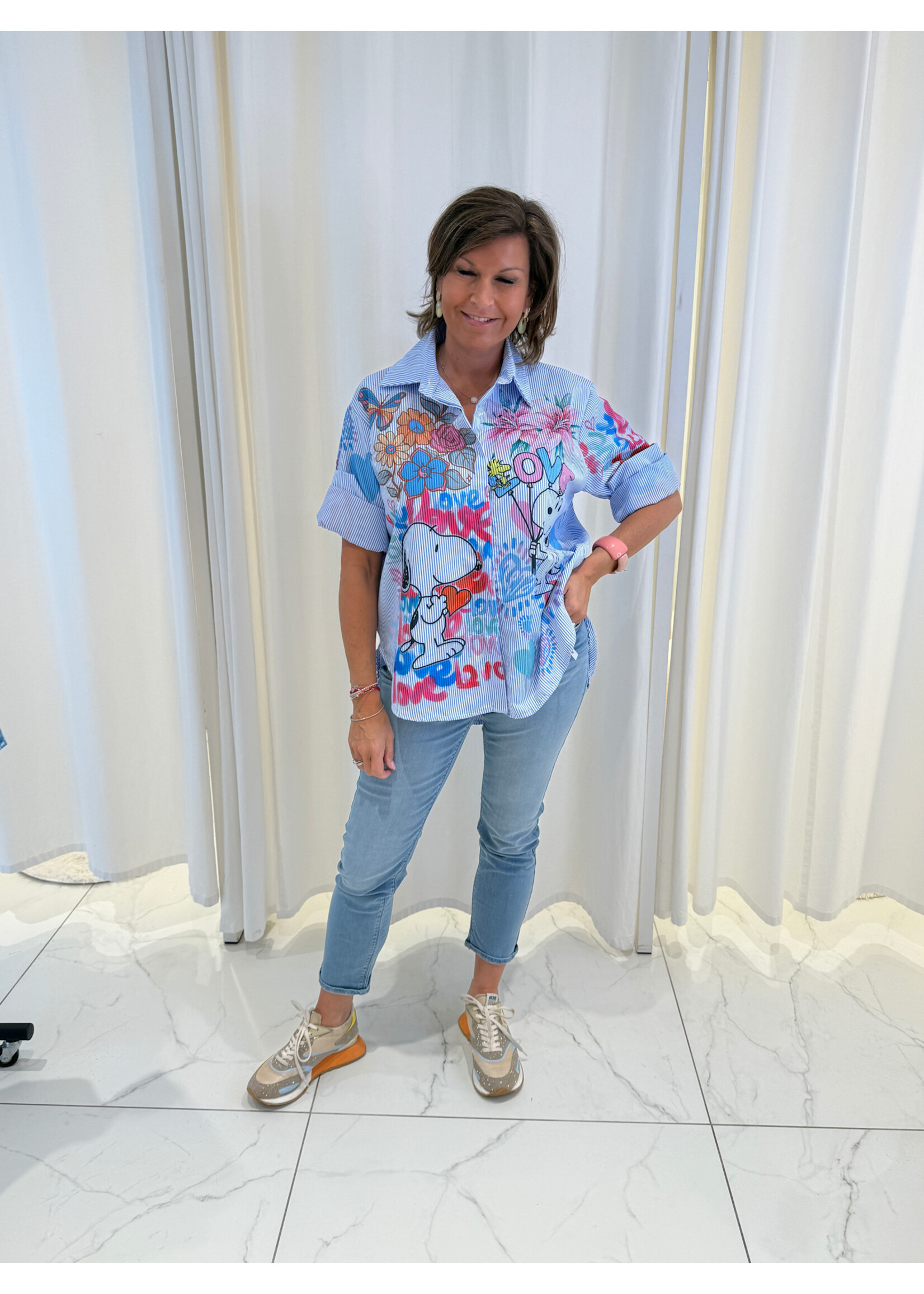 Blouse stripe Snoopy