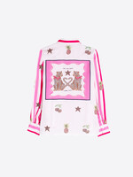 Fuschia gestreepte blouse rugprint