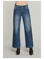 ELLELONG_BLUE medium taille rechte broek maat 5 ts met denimblauwe strass-steentjes