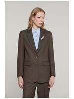 Lemay jas met lange mouwen, 2 knopen en strass broche + zakken, krijtstreep
