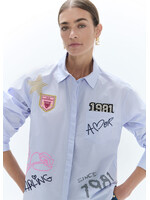 POPLIN SHIRT WITH DETAILS AND PATCHES CELESTE