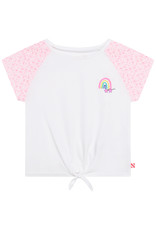 Billieblush wit T-shirt roze mouwtjes