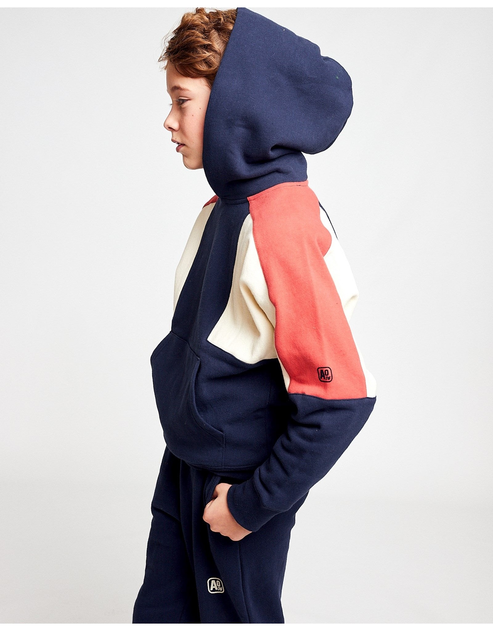A076 hoodie oversized patch navy