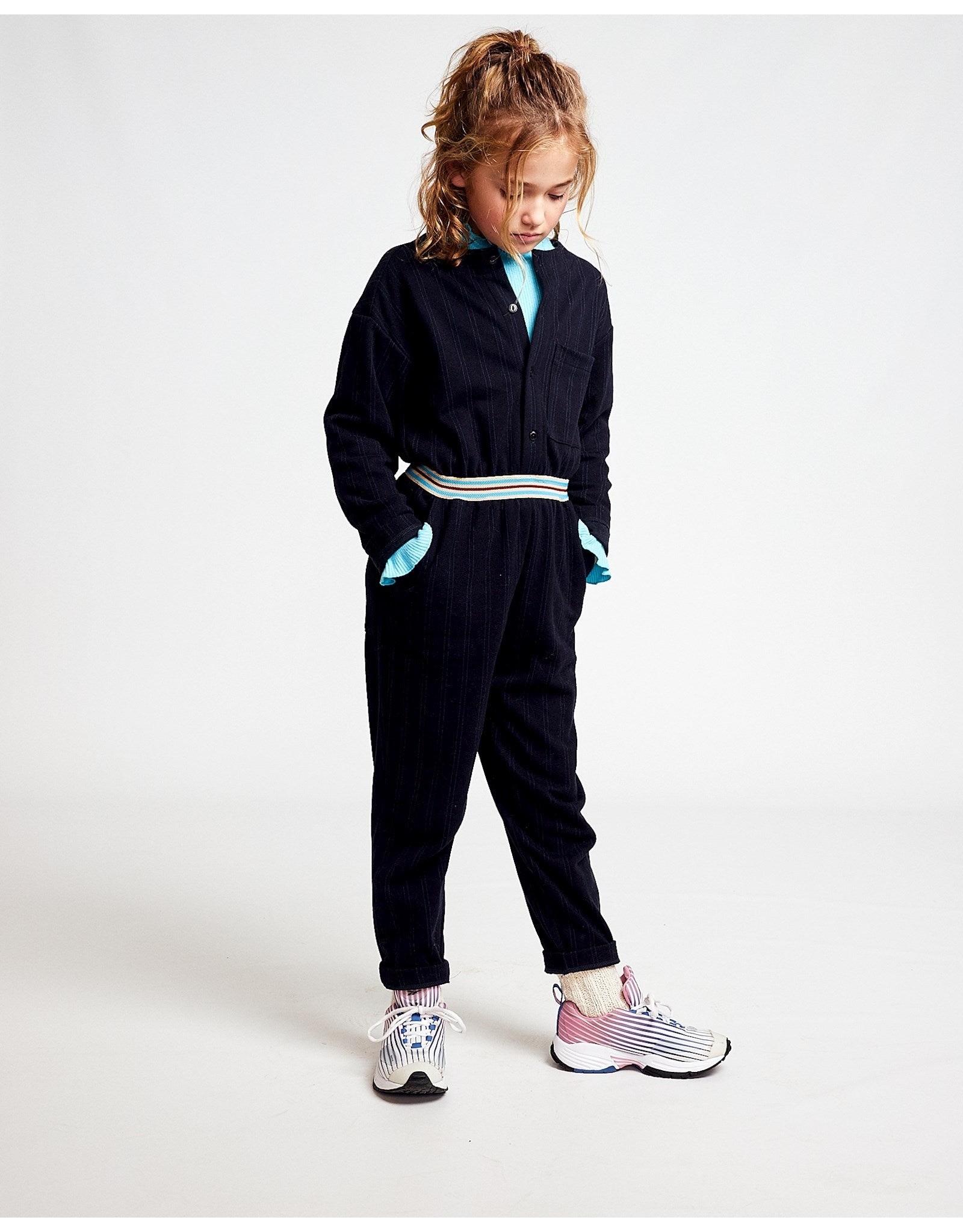 A076 overall ash stripe navy