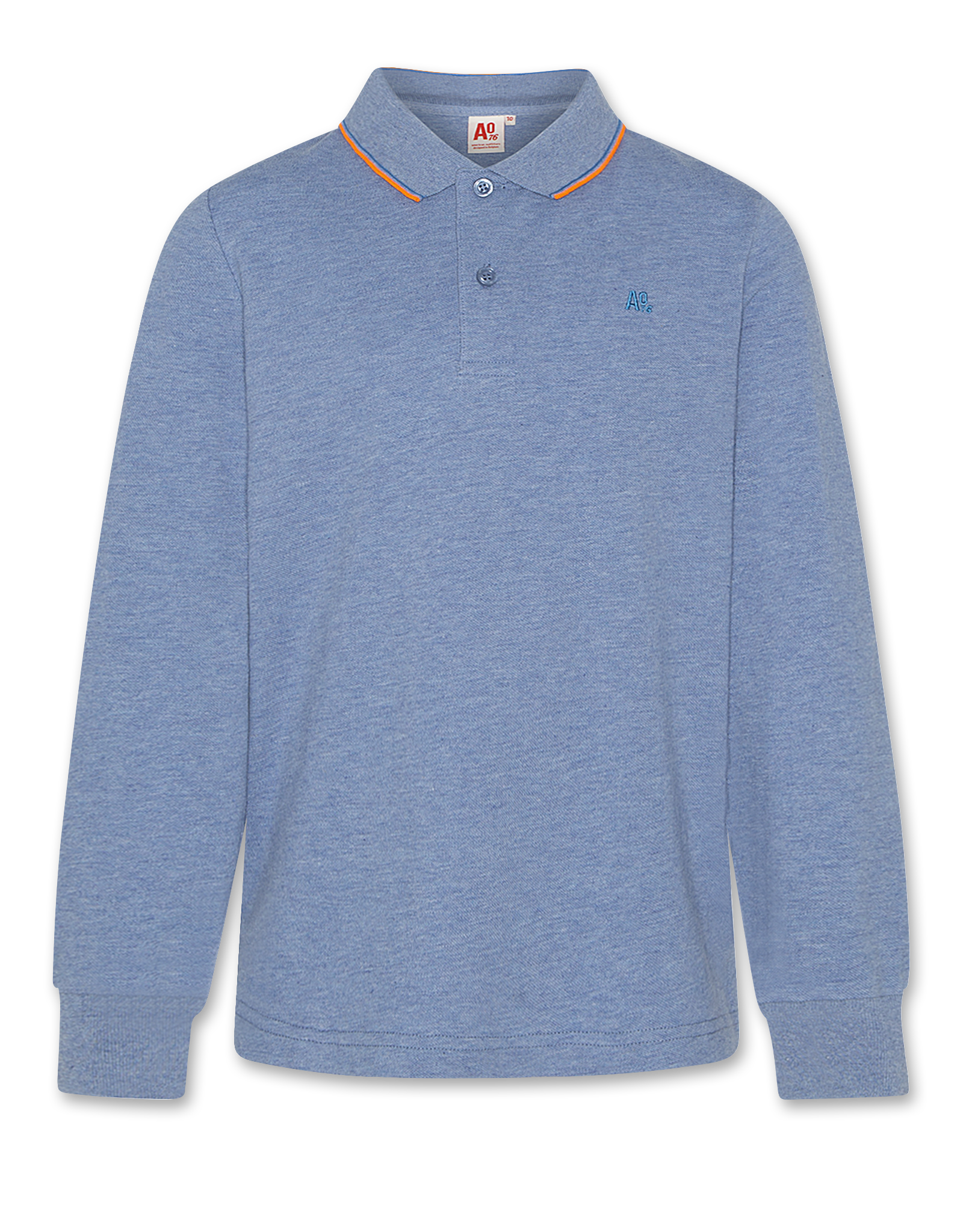 A076 Polo lange mouwen Carter heather blue