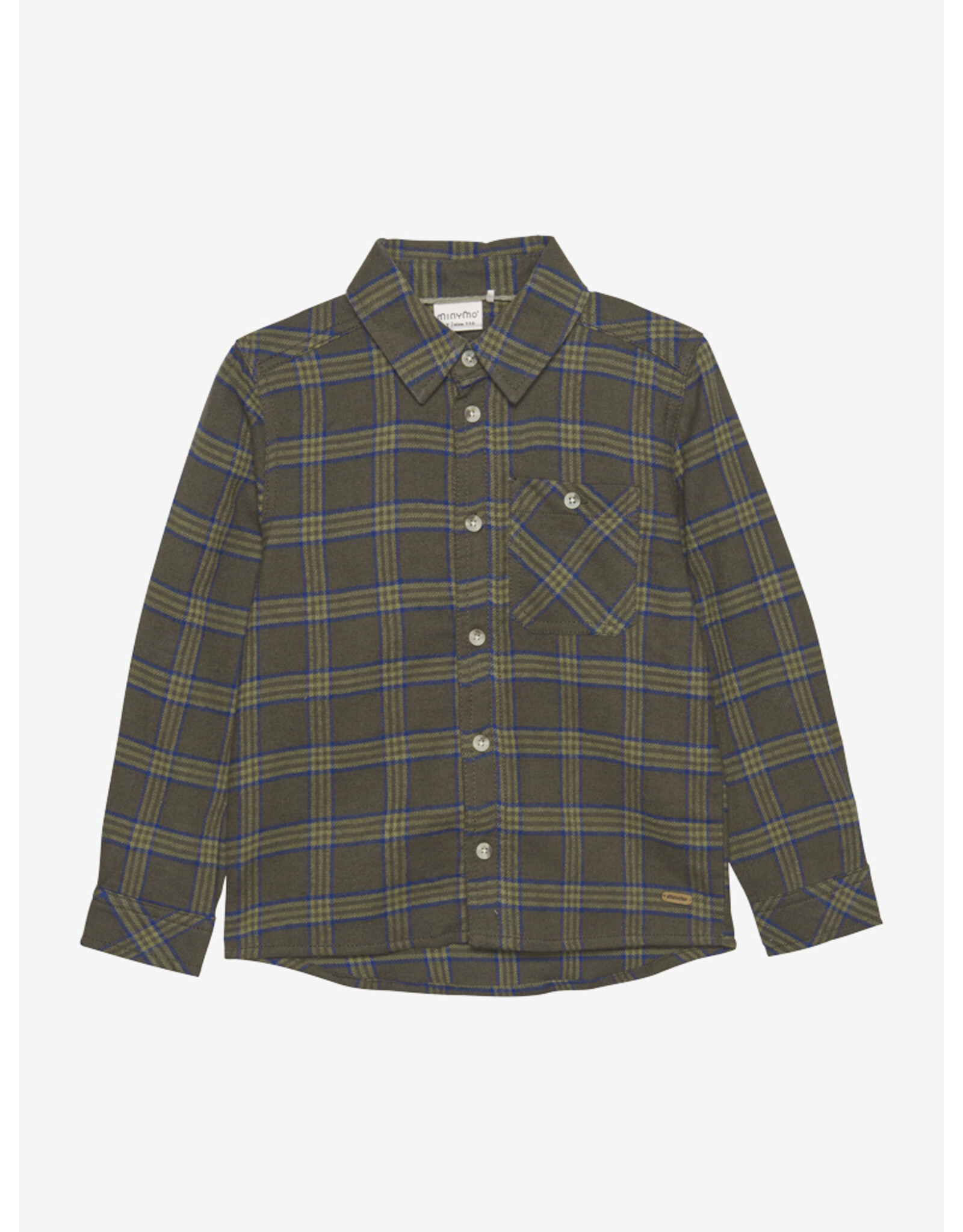 minymo hemd ruit  flannel olive blauw