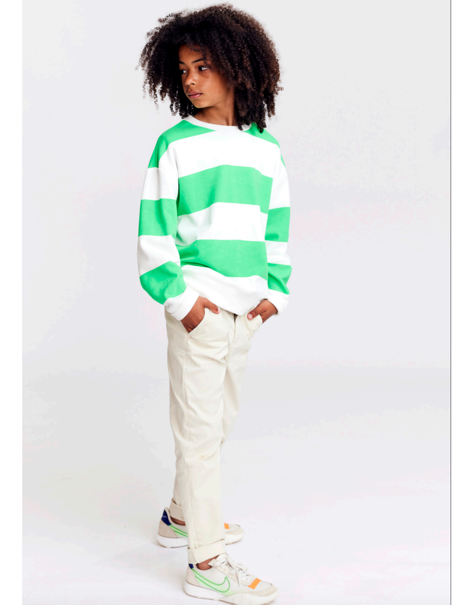 A076 sweater Oscar big stripes natural green