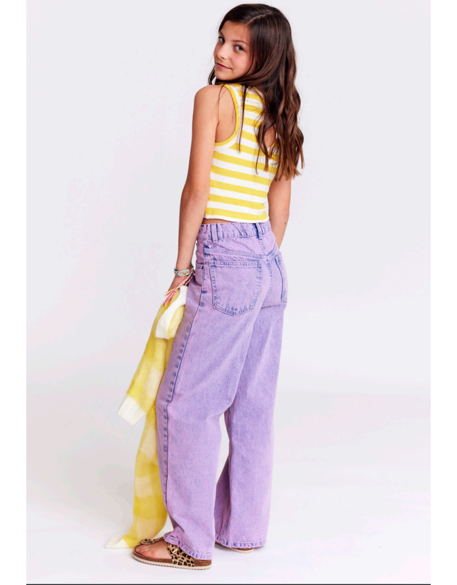 AO76 Zina wijde jeans kinky denim pink