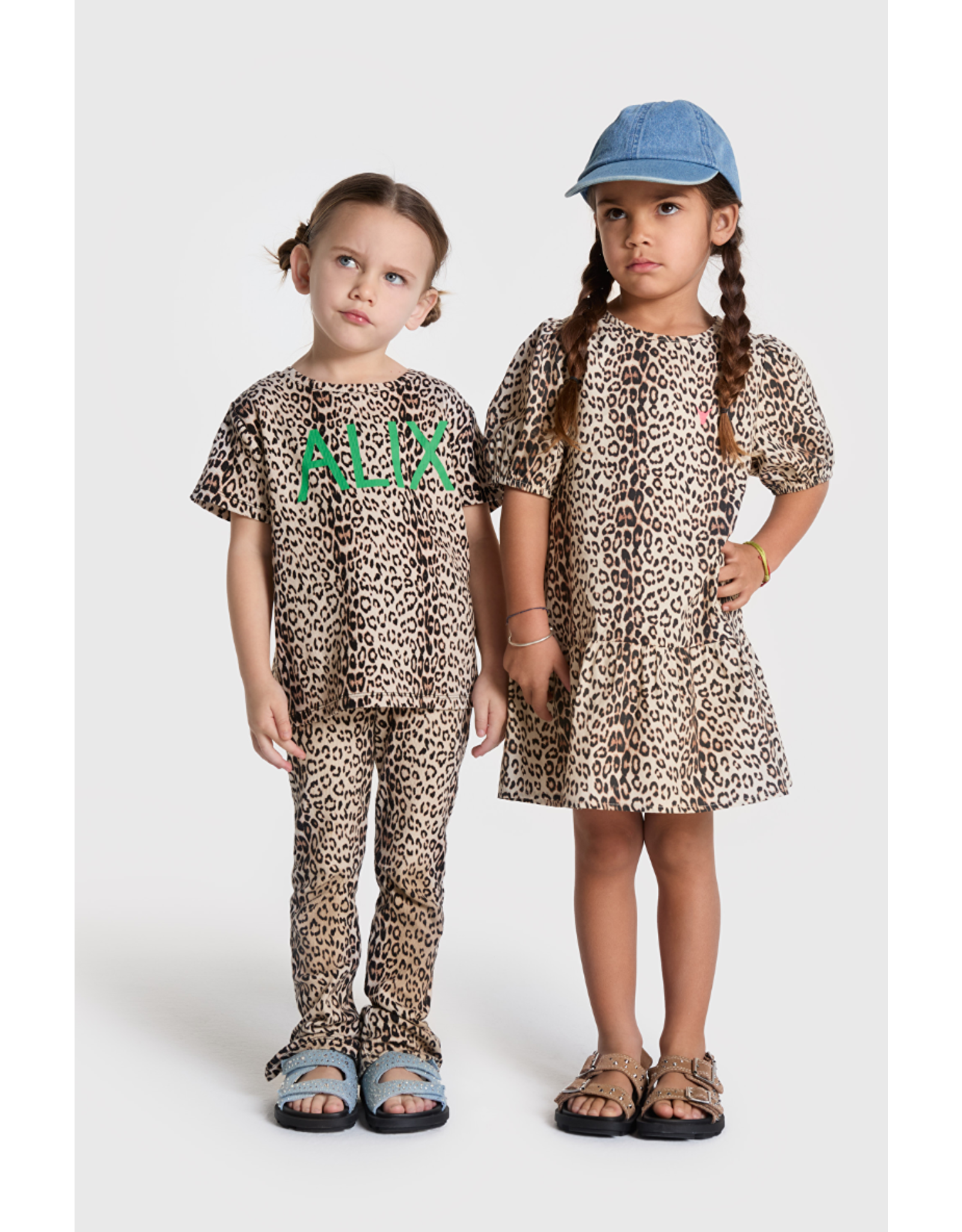 Alix mini t-shirt leopard logo groen